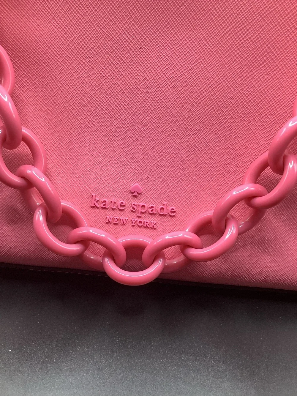 kate spade Hot Pink Logo Slide Sandals Size7.5 With Matching Chain-Shoulder Bag
